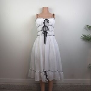 Tazga White Cottagecore Prairie Romantic French Coquette Maxi Dress Size S